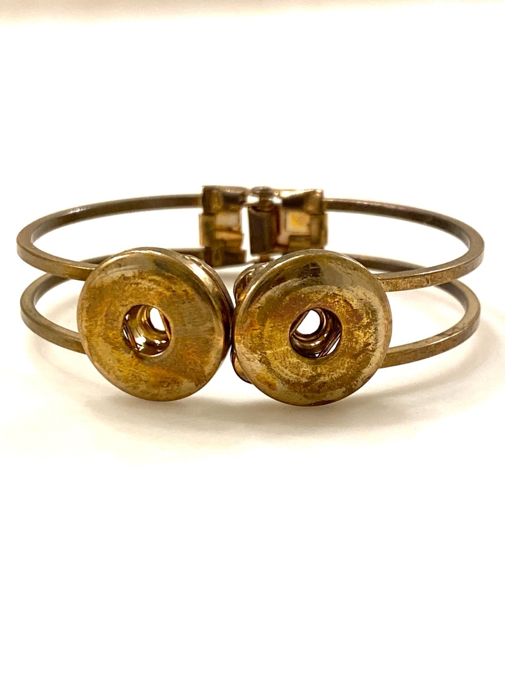 Vintage Brass-Tone Double Disc Cuff Bracelet
